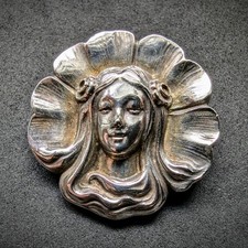 Jugendstil Brosche 900 Silber Dame Ges. Geschützt Meyle & Mayer ? alt antik 1910