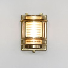 Außen Wandleuchte GRACIA aus Messing Glas maritimes Design rostfrei Haus Lampe