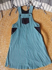 HANDMADE Latzkleid - Gr. 134/140 - türkis + grau - aus Feincord