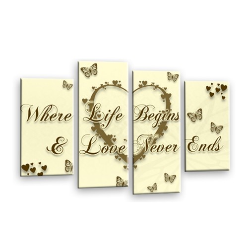 Liebe herz wandbild gold creme - herz,