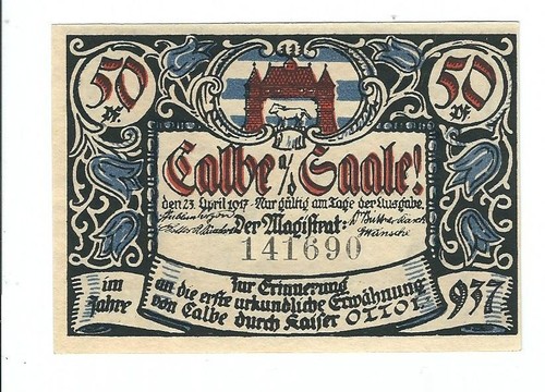 Notgeld calbe saale stadt - notgeld, a.