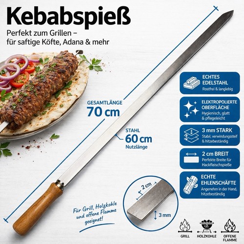 3mm kebab spieße edelstahl - 3mm,