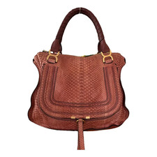 *** CHLOÉ *** Luxury Marcie LARGE Python Satchel Bag Cinnamon Rose Made in Italy