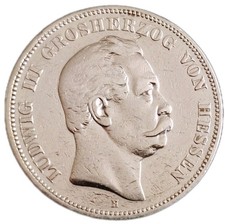 Hessen 5 Mark 1876 Silber