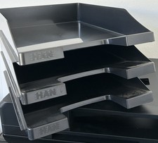 3x Dokumentenablage Briefablage Brieffach Schwarz Han Büro Postfach Aktenablage