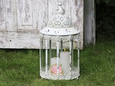 große CHIC & ANTIQUE antik weiß Laterne Shabby Chic Standlaterne H 51 cm  *SALE*