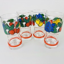 4x bunte Trinkgläser Motiv PopArt 70s Vintage Retro Longdrink Saft Gläser