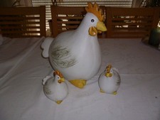 Henne  mit 2 Küken - Deko Huhn / Keramik 35cm Höhe