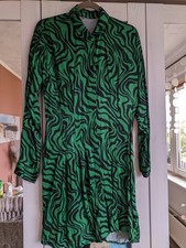 Tunika Kleid Wie Seide Zebra Animal Tailliert Hippie Goa Lagenlook Top Grün Schw