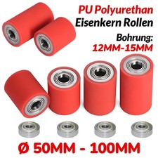 Polyurethan Eisenkern Rollen mit Kugellager PU Führungsrolle Laufrolle Ø50-100mm