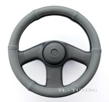 Lenkradbezug GRAU PERFORIERT Echtes Leder Lenkradhülle Lenkradschoner Ø 37-39