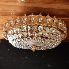 Hochwertige PALWA Antik Messing Bleikristall Plafont - Deckenleuchte - 4 Flammig