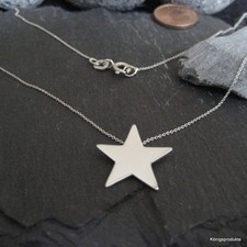 Stern Anhänger mit 0,8 mm Ankerkette in 925er Silber, Länge wählbar, NEU