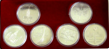 Russland 1980 Moskau Olympiade 1 Rubel Beweis Münze Andenken Set Mit 6 Etui COA