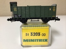 Minitrix Spur N 3203 offener Güterwagen Viehwagen mit Brhs.K.Bay.Sts.B. OVP  TOP