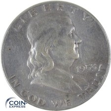USA Half Dollar 1/2 $ Münze 1953 Franklin 50 Cent D Denver Glocke Silber