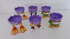 6 x MILKA Eierbecher mit Füße RETRO 2003 -2006 Kunststoff Ostern