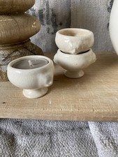 SHABBY 3x Antike Mini Löwenkopf Terrine 1900 Keramik BROCANTE selten FRANKREICH 