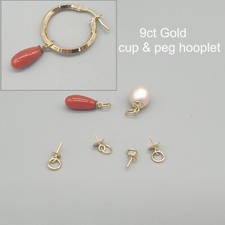 9 kt Gelbgold Zapfen Tasse Fassungen Creolen Anhänger Charm 9K Creolen Halbbohrer Stein
