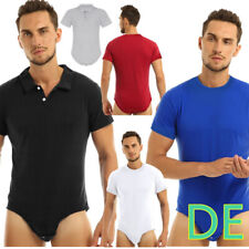 DE~Herren Body Hemdbody Shirts Umlegekragen Einteiler Kurzarm Bodysuit Strampler