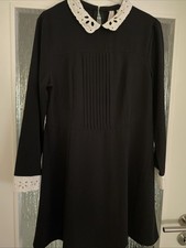 Schickes Divided Kleid Business Langarmkleid Schwarz Weiß Kragen Gr.42