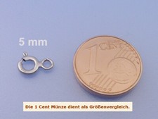 Echt 925 Silber Federringverschluss rhodiniert  in 5 / 6 mm mit Öse verschluss