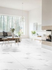 Klick-Vinylboden Hochglanz-Fliese Weiß Alsberg MarmorXL mit Trittschall 26,99/m²