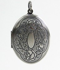 NIEDER großes Medaillon oval Rosenmotiv Rose Jugendstil Farbe silber 2363