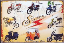 Blechschild "Simson Modelle"