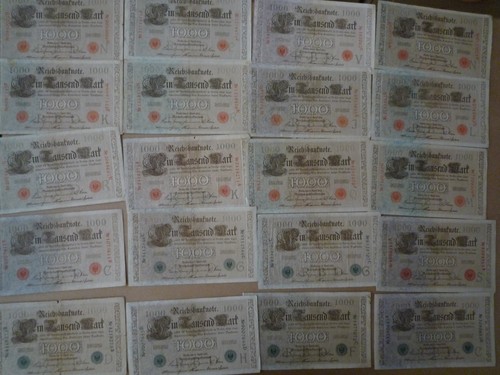 Stück reichsbanknoten 1000 - 20,