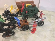 Jean Höfler W. Germany Western 7 Figuren Cowboys Planwagen & Postkutsche Kanone 