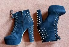  Gothic Plateau Stiefeletten mit Schnürung und Nieten Gr.38