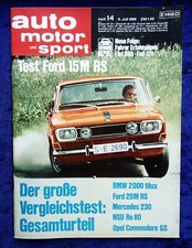 AMS Auto Motor und Sport Nr. 14/1968 Fiat 850 / 124, Ford 15M RS, Commodore A