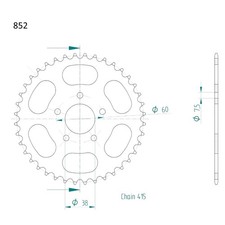 Kettenrad 45 Zähne Typ 0852 Teilung 415 schwarz für Zündapp ZA 25 40 Typ 460