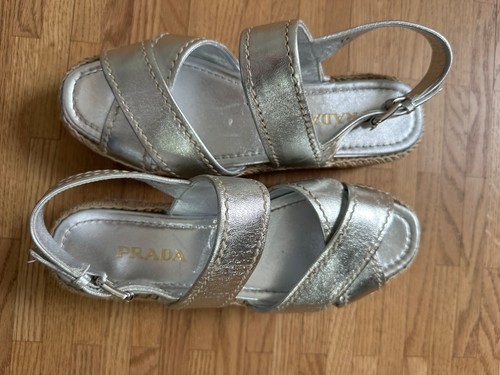Prada plateusandale silber - prada,