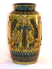 BAY Keramik Vase, Modell 960-25, H.25,5 cm, Design Bodo Mans, Honigbraun, 60er J