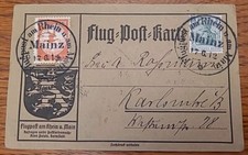 13 - Flugpost Rhein Main Karte Darmstadt 1912 Sieger 10 Mainz Zeppelin