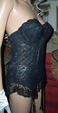 Herrliches Pin Up Straps Torselett Spitzen Nylon Corsage 75 C schwarz neu  (q92)