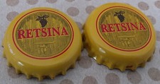 2x Kronkorken Retsina Griechischer Weißwein Gelb Trauben - Crown Caps