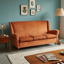 Vintage Sofa aus Rotem Samt 3