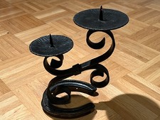 Kerzenständer für 2 Kerzen, Fuß Hufeisen, Metall