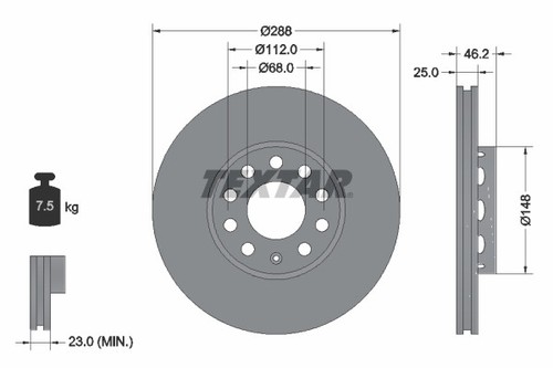 Textar 92057605 bremsscheibe - textar,