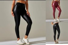 Damen Kunstleder Leggings PU