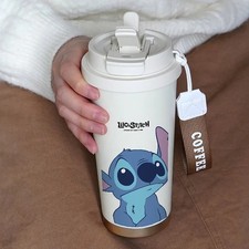 Kawaii Stitch Thermobecher 600ml – Edelstahl, Strohhalm, Anime Geschenk