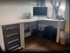 Arbeitstisch. Schreibtisch Kkombi SYSTEM weiß/grau hochglanz