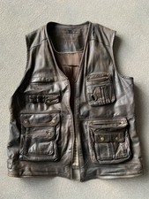 Hochwertige Lederweste Herren braun Gr. 56  Jagd