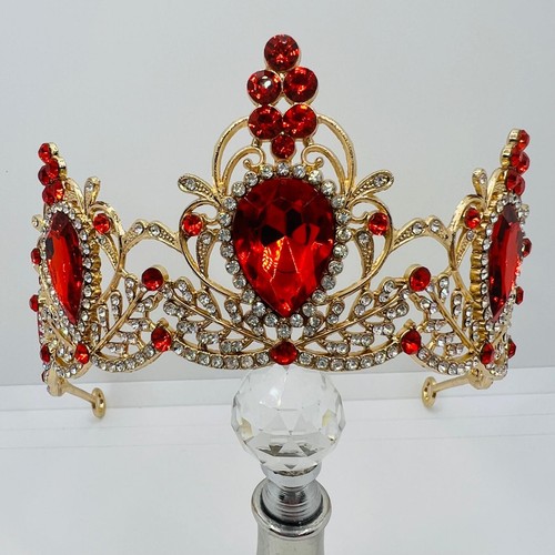 Diadem krone gold mit roten - diadem,