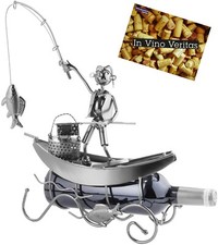 BRUBAKER Weinflaschenhalter Fischer Angler Fischerboot Bootsangeln Weingeschenk