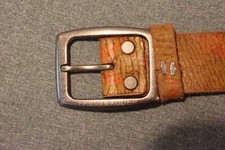 FREDsBRUDER Natur Leder Nieten Gürtel braun orange gelb Sterne ca. 105 cm