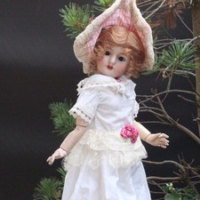 Puppenkleid mit Haube für eine antike Puppe Jumeau Bru Dress 50cm Doll